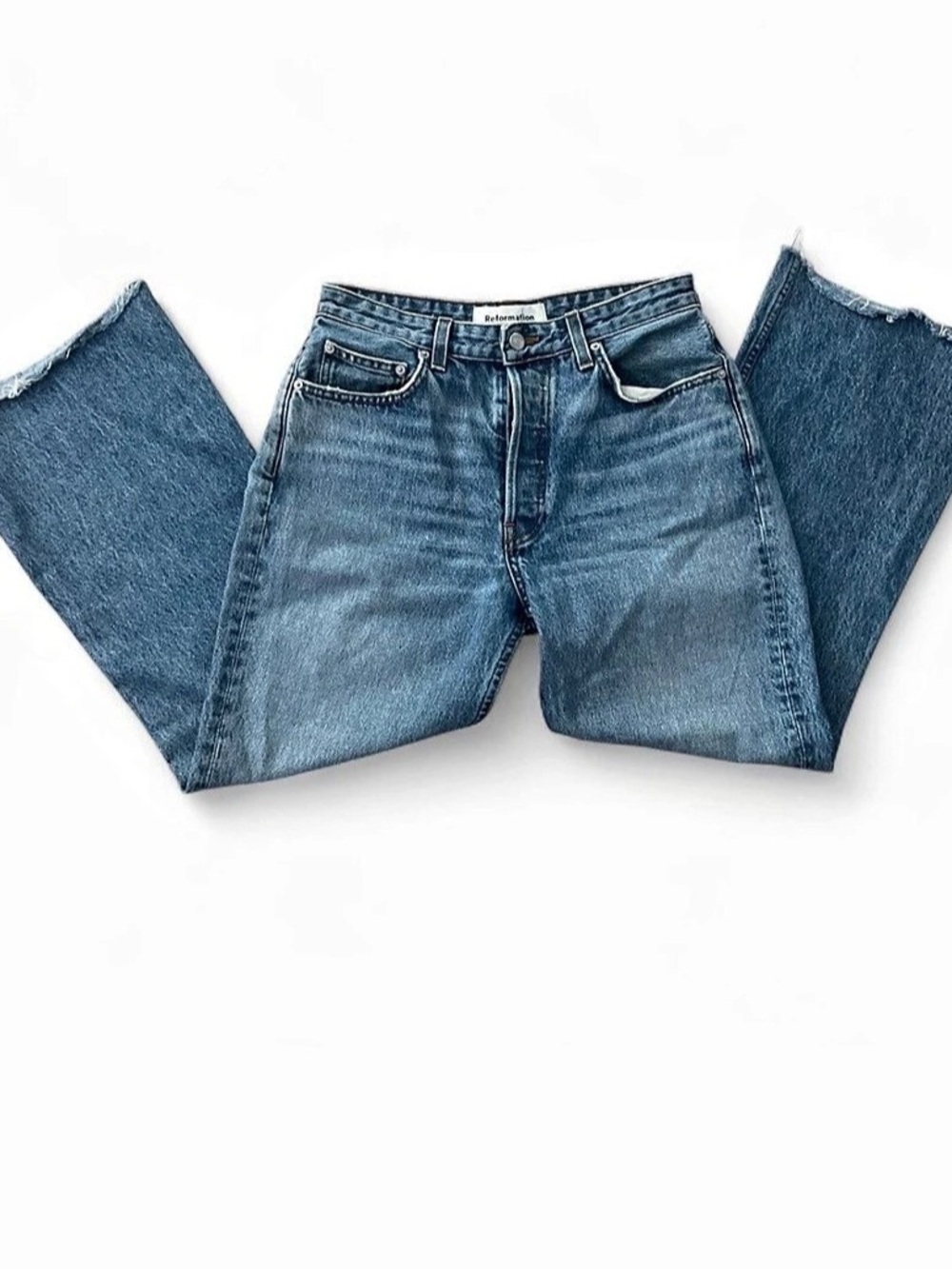 Reformation Mid Rise Flare Dark Stone Jeans Waist 29
